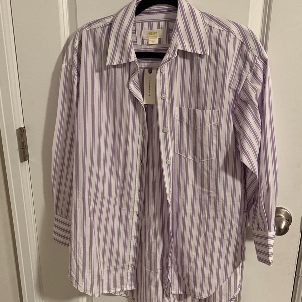 Maeve Purple Striped Button-Down Shirt